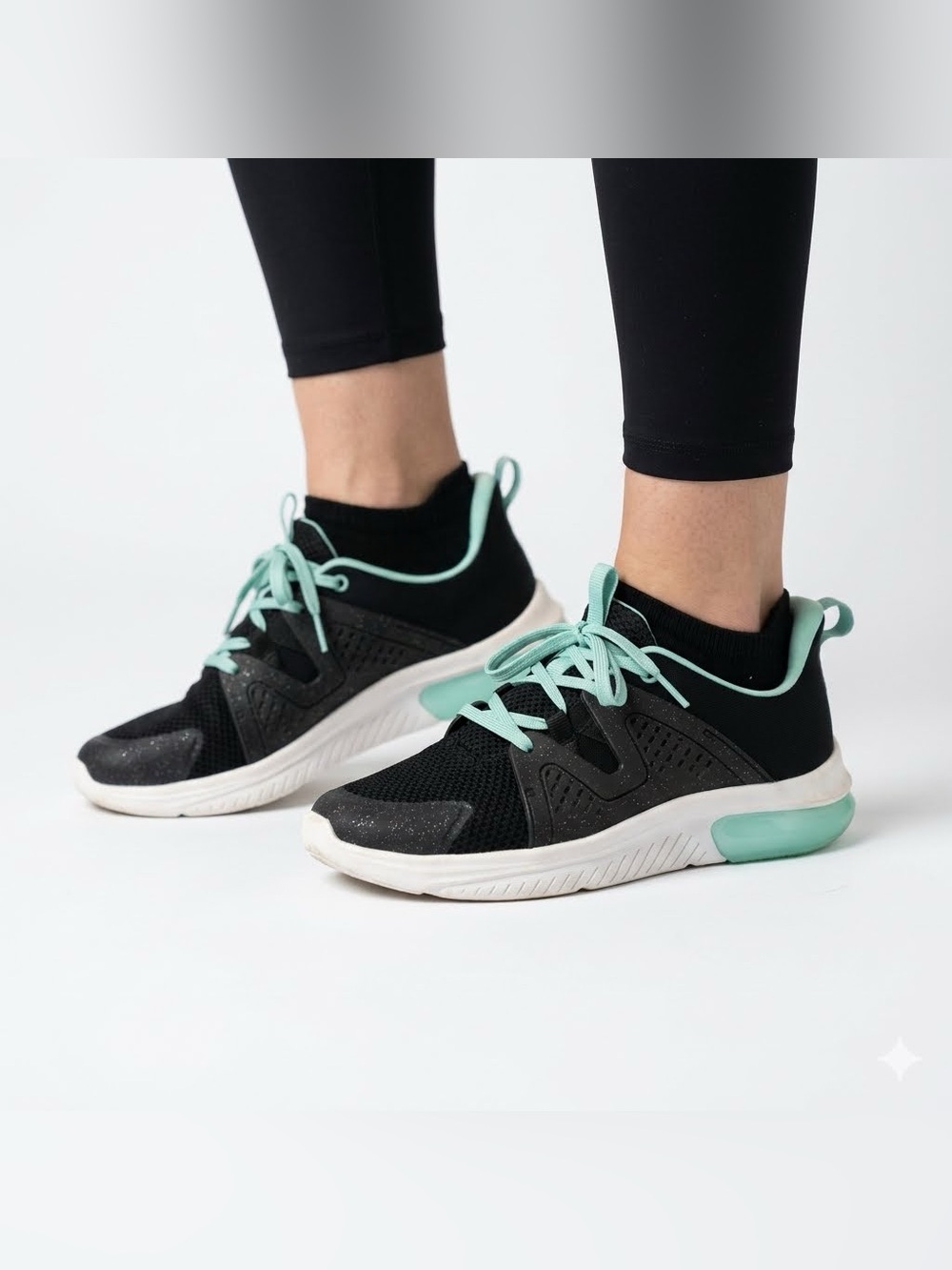 All In Motion Stormy Women's Size 6 Sneakers Black Mint Green Athletic Shoes